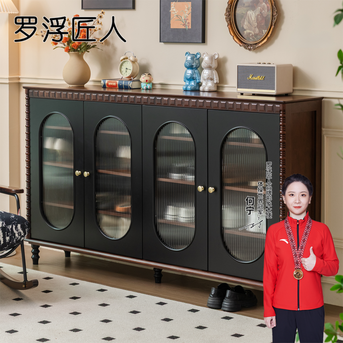 法式复古实木鞋柜2025年新款客厅家用靠墙收纳储物柜门厅柜玄关柜