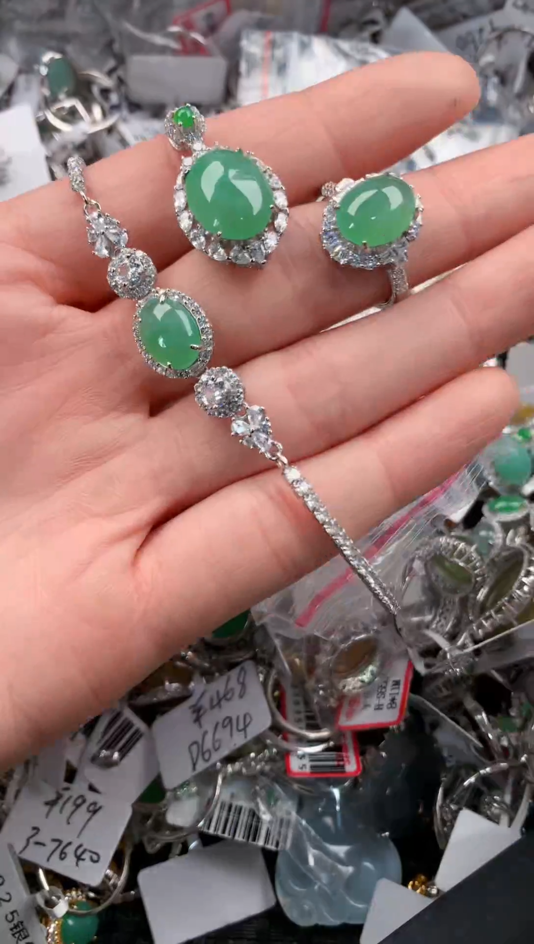 银S925镶嵌戒指翡翠666   8