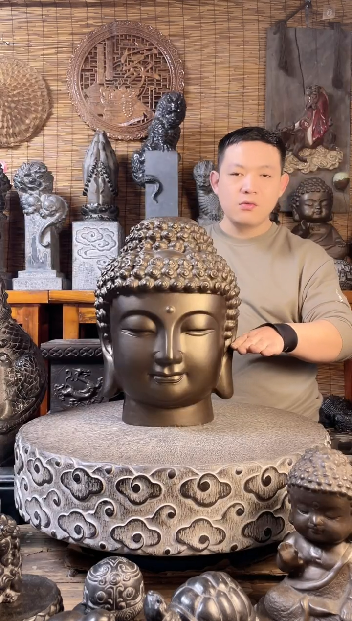 【闪购商品】40佛头天然青石雕刻