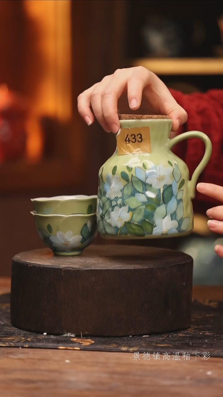 陶瓷景德镇高温釉下手绘陶瓷@L433@