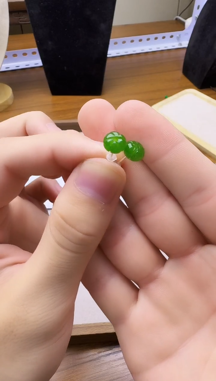 翡翠银S925镶嵌耳饰E182       
