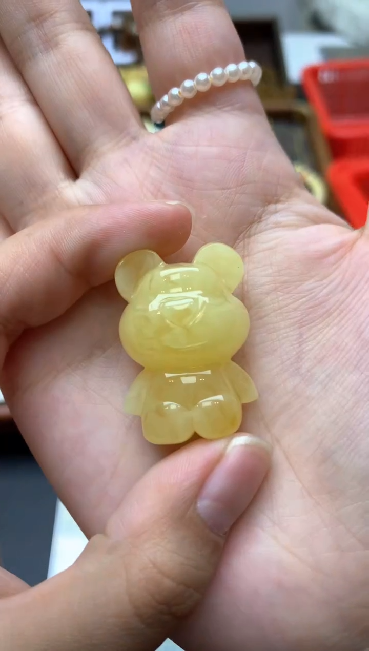 【闪购商品】琥珀珠宝奇石未镶嵌079琥珀蜜蜡花粉有纹小坑介意勿拍