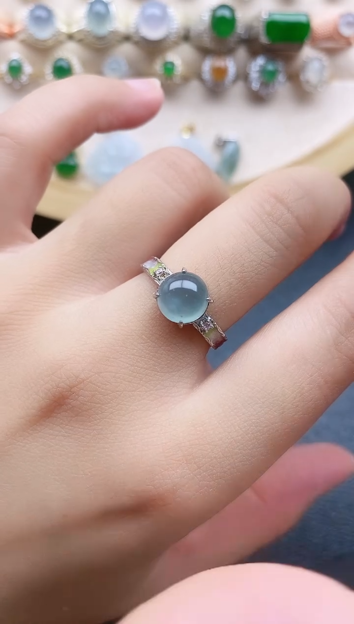 翡翠戒指银S925镶嵌11111