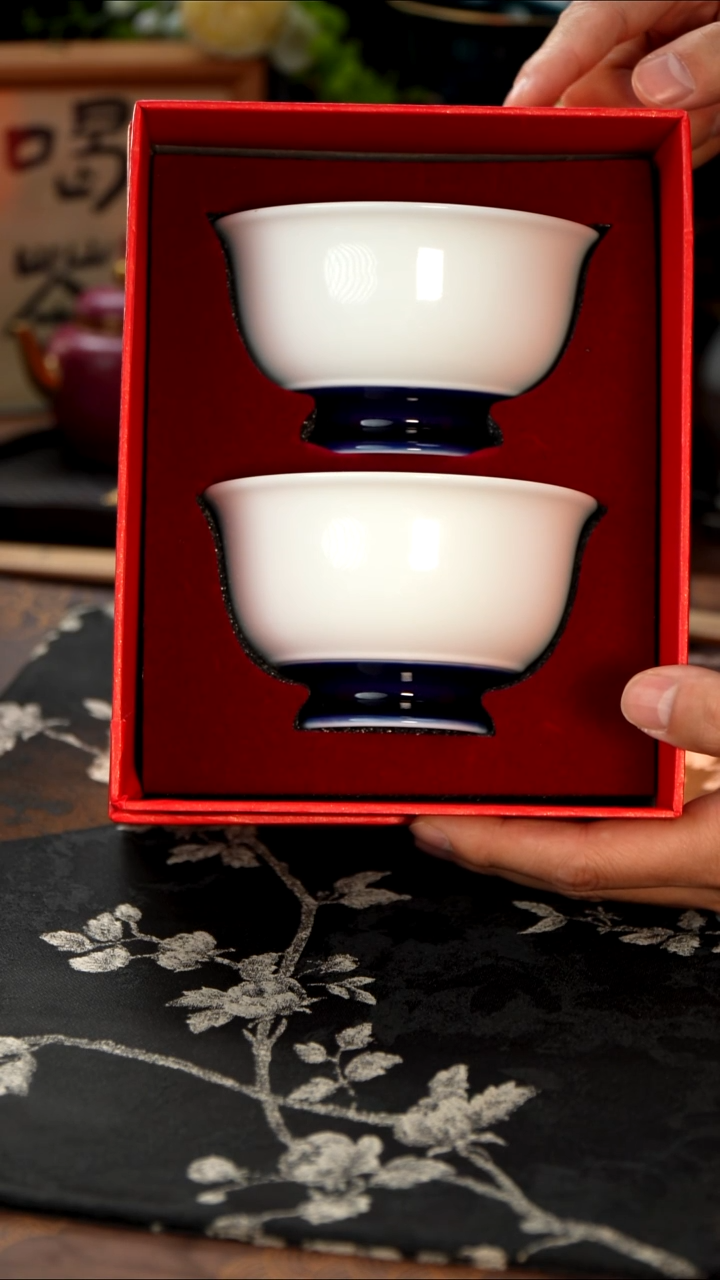 丰瑶陶瓷宝石蓝碗一对装