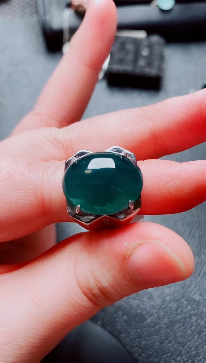 银S925镶嵌戒指翡翠111