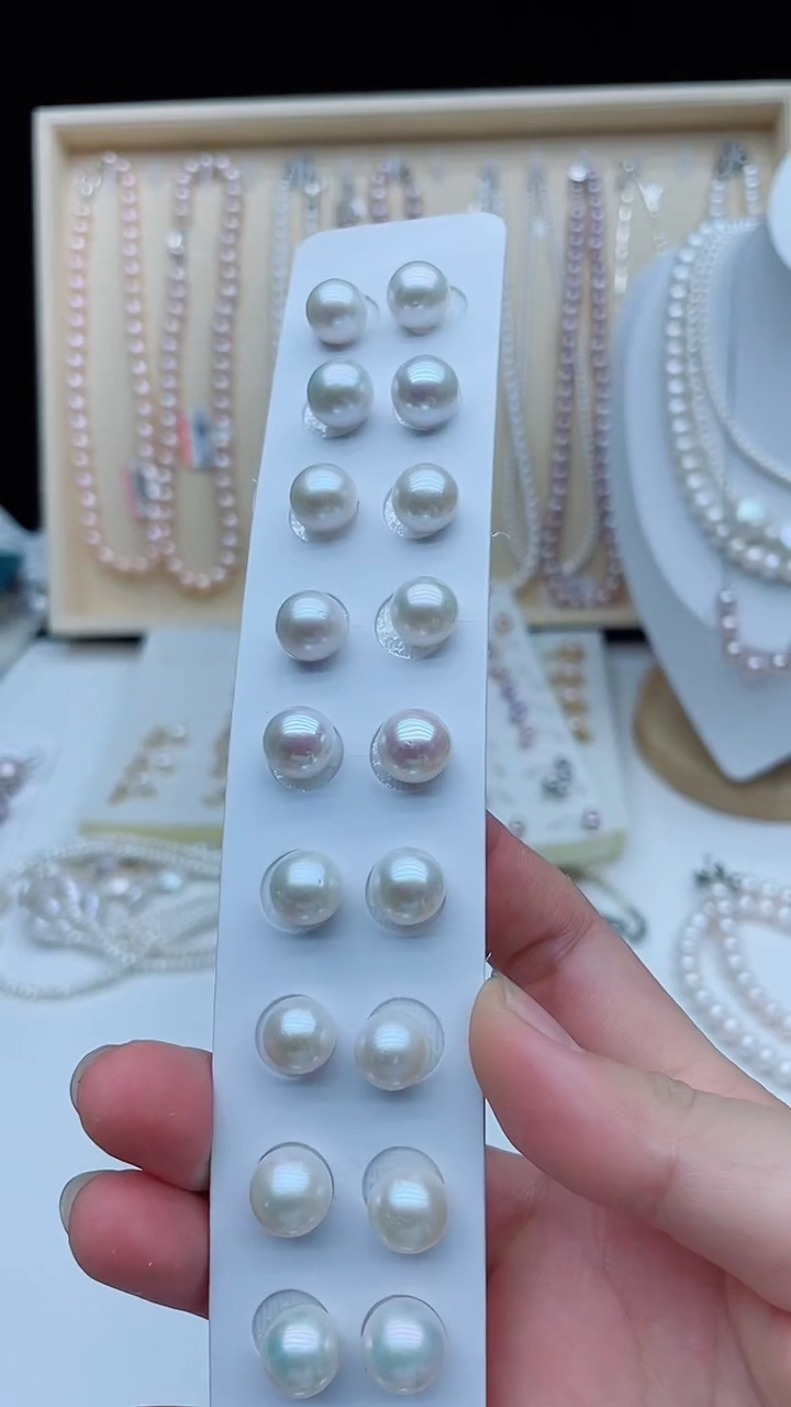 银S925镶嵌淡水珍珠耳饰耳钉多样性发其一