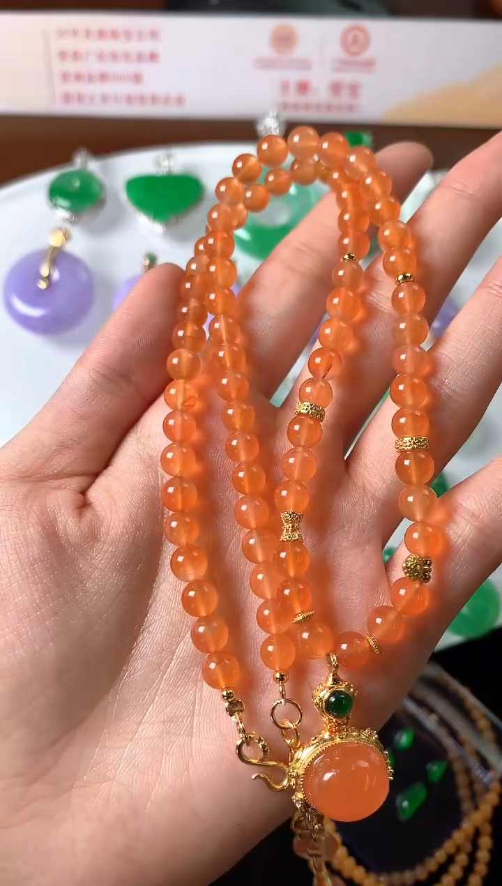 项链银S925镶嵌南红玛瑙?*月项链