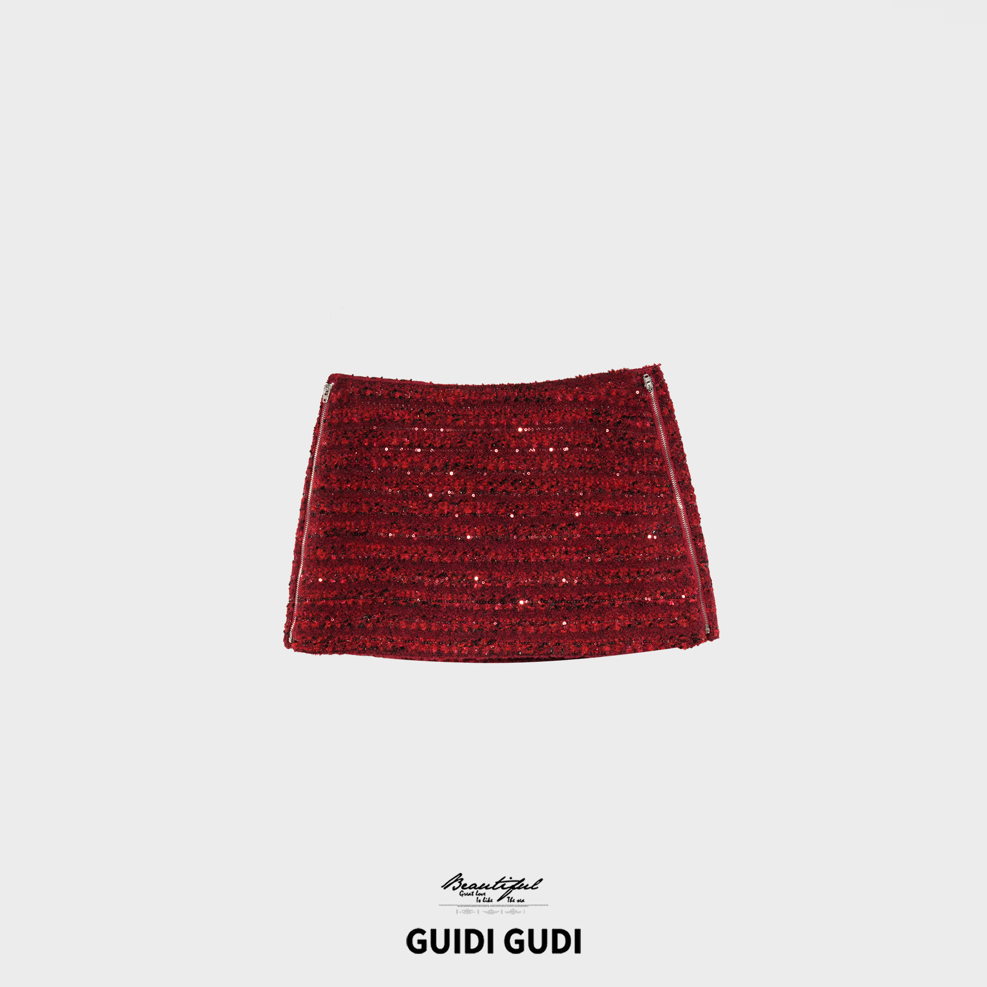 GUIDI GUDI【星河闪耀】秋冬氛围感亮片羊毛半身裙/黄加蓝 