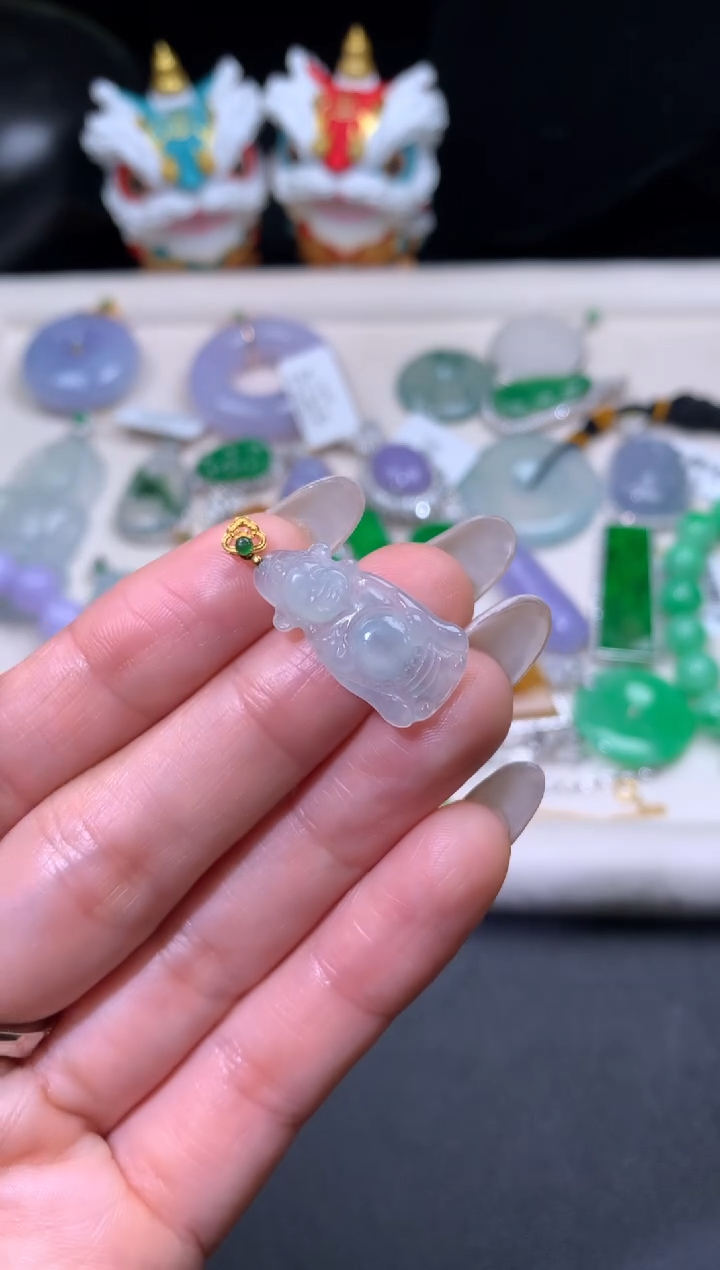 吊坠(不含链)18K金镶嵌翡翠翡翠