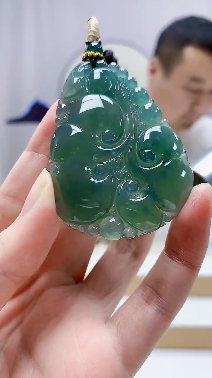 未镶嵌定制翡翠4898zm-毛货挂件如意57