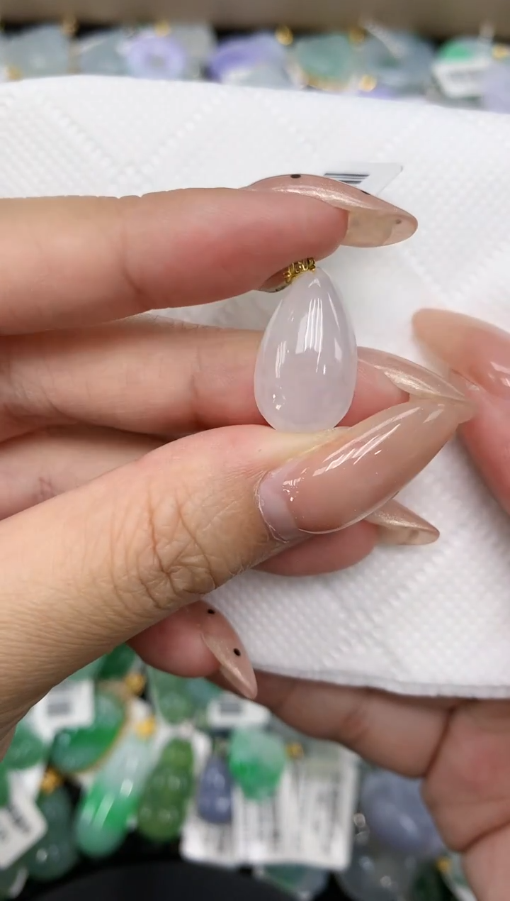 颈饰18K金镶嵌翡翠a货支持复检百元以上9元证书费自理