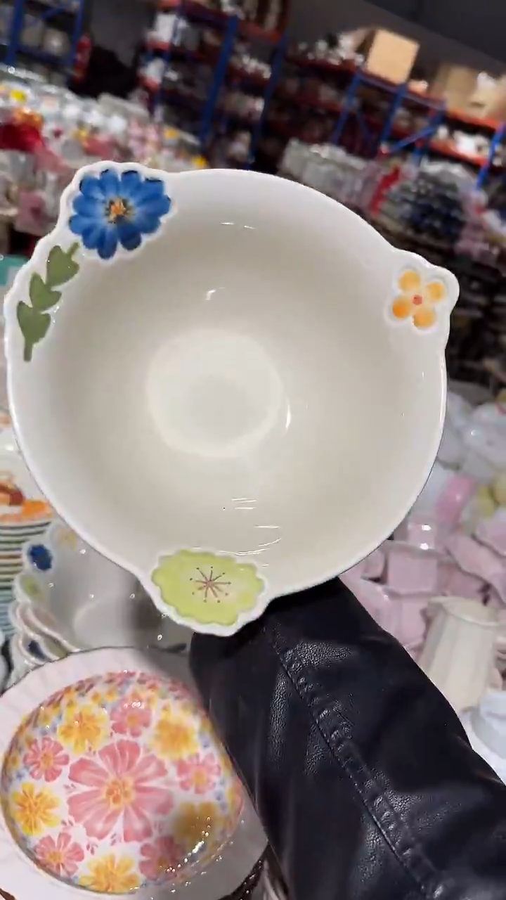 陶瓷花朵汤碗微瑕 凑满20元包邮