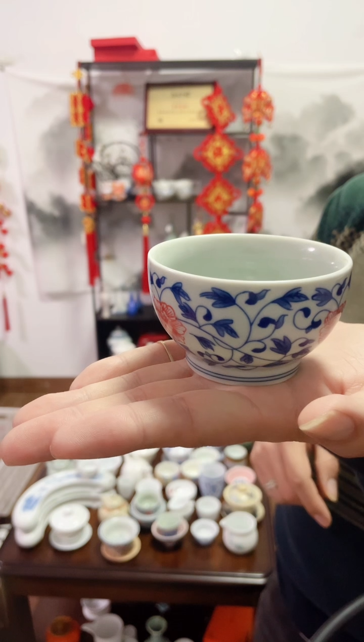 【闪购商品】【瓷心匠物】直播间福利款缠枝莲主人杯2个