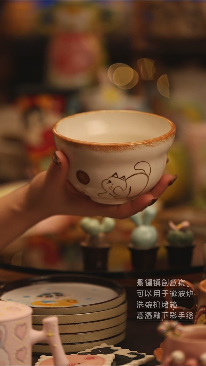 陶瓷景德镇可爱陶瓷釉下彩绘设计师款