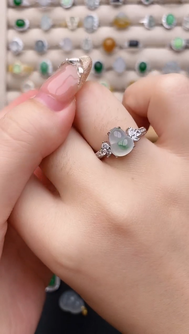 银S925镶嵌戒指翡翠0