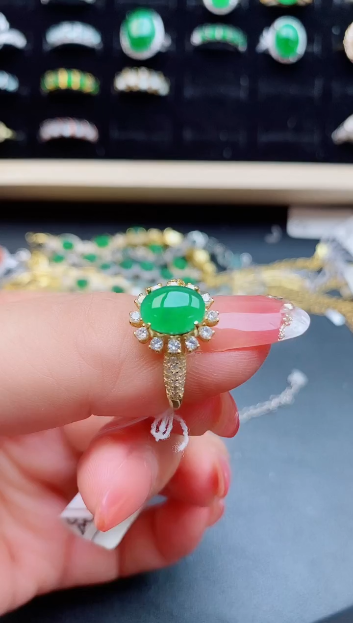 【闪购商品】翡翠戒指银S925镶嵌12121