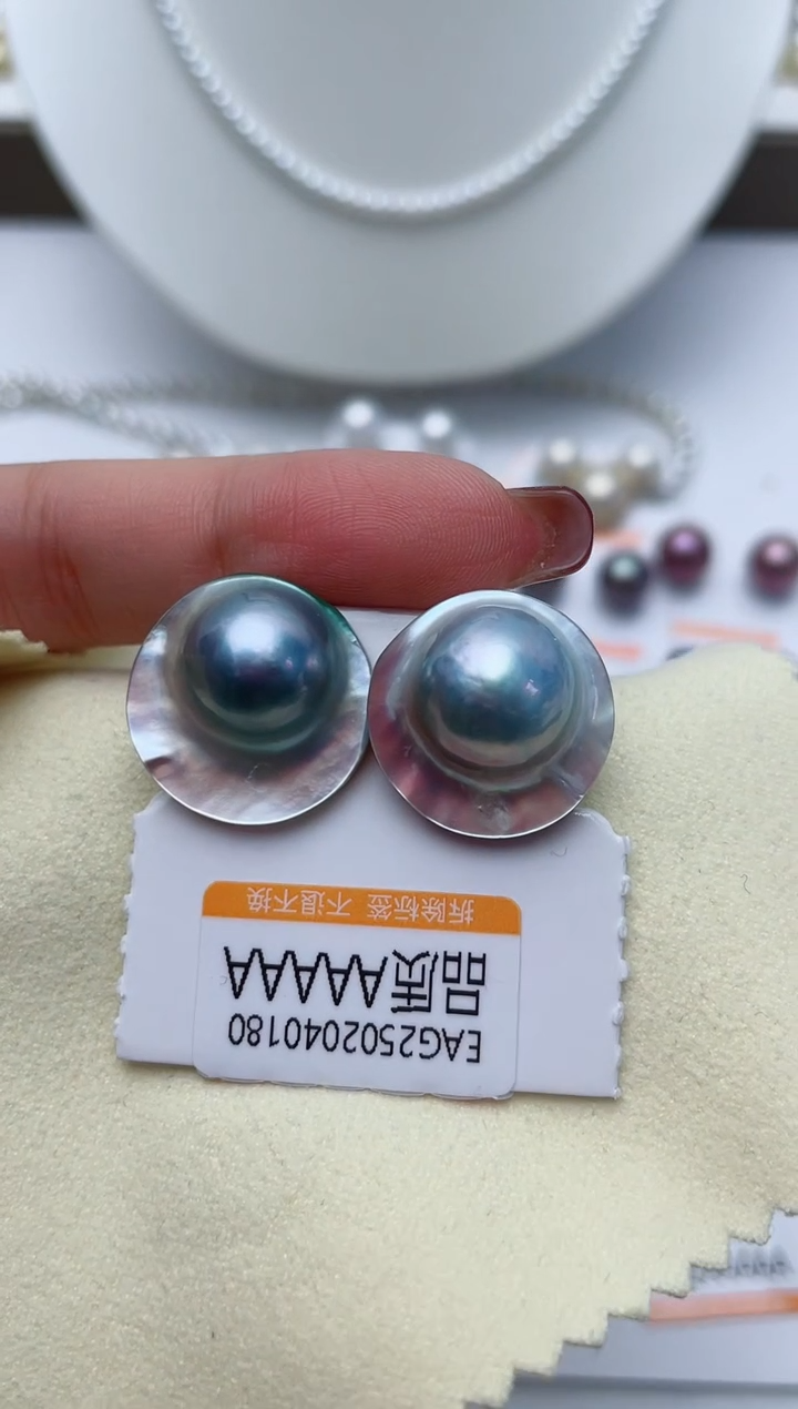 【闪购商品】拼合珍珠（马贝珠）耳饰银S925镶嵌W29