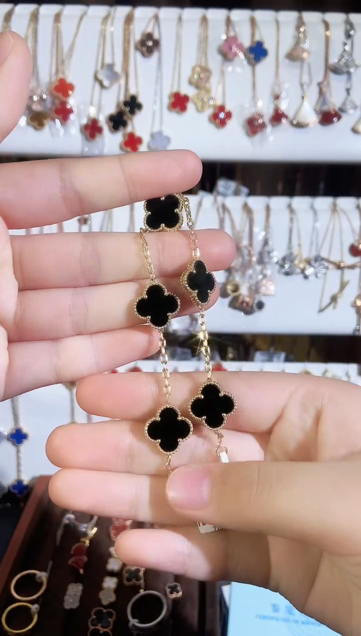 【闪购商品】玛瑙/玉髓手链18K金镶嵌玛瑙k黄黑五花