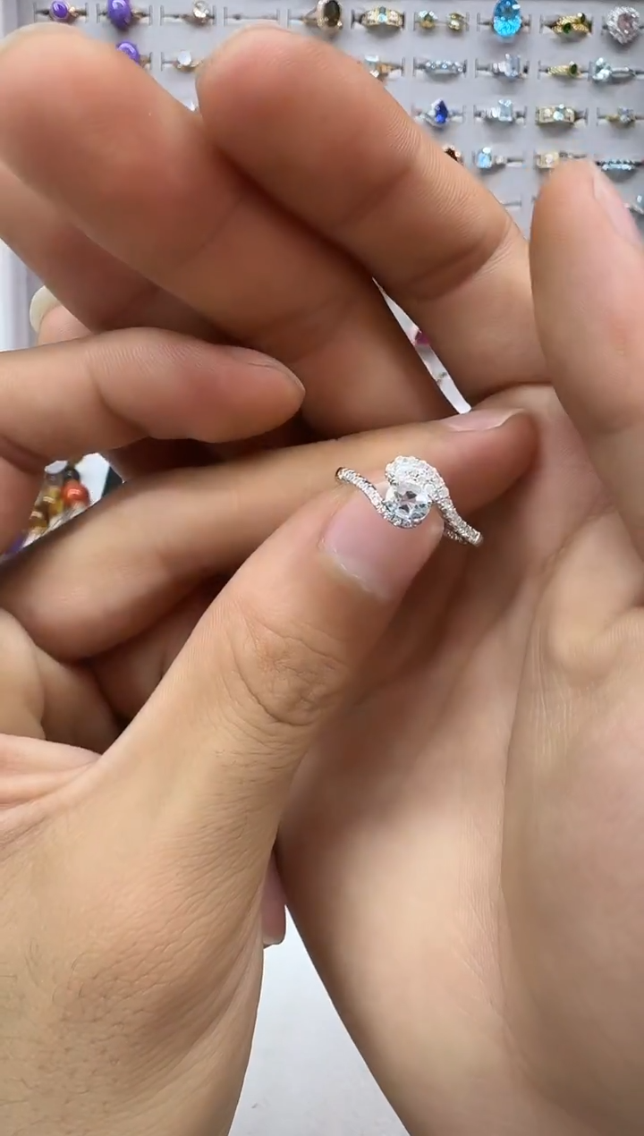 银S925镶嵌戒圈海蓝宝石1226m014多样性发其一