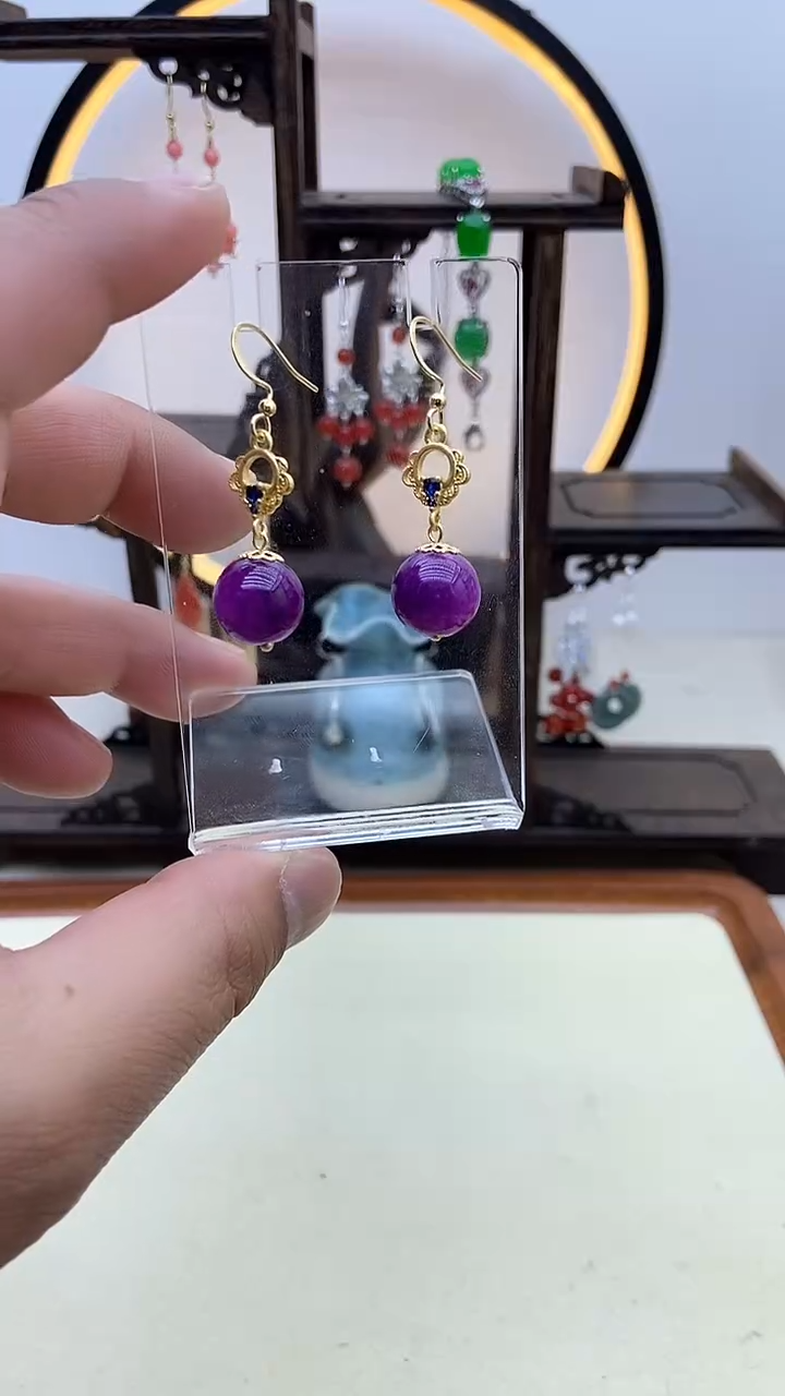 【闪购商品】苏纪石（舒俱来）耳钉14K金镶嵌96号