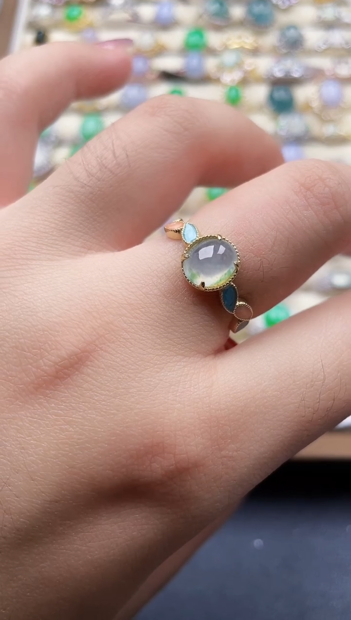 银S925镶嵌戒指翡翠1