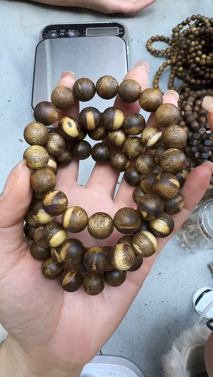 沉香手串1212白棋圆珠单圈多样性发一