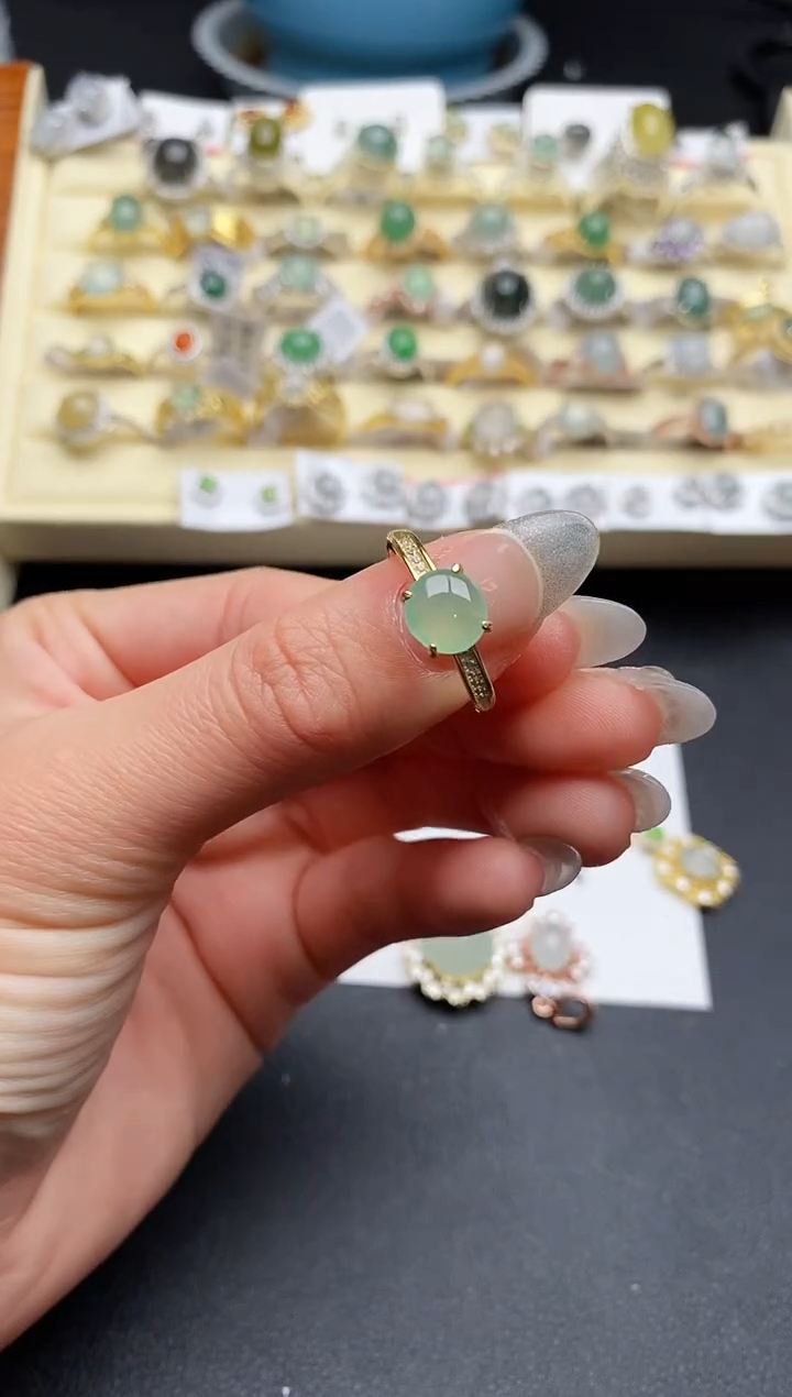 【闪购商品】翡翠戒指银S925镶嵌555555555+1