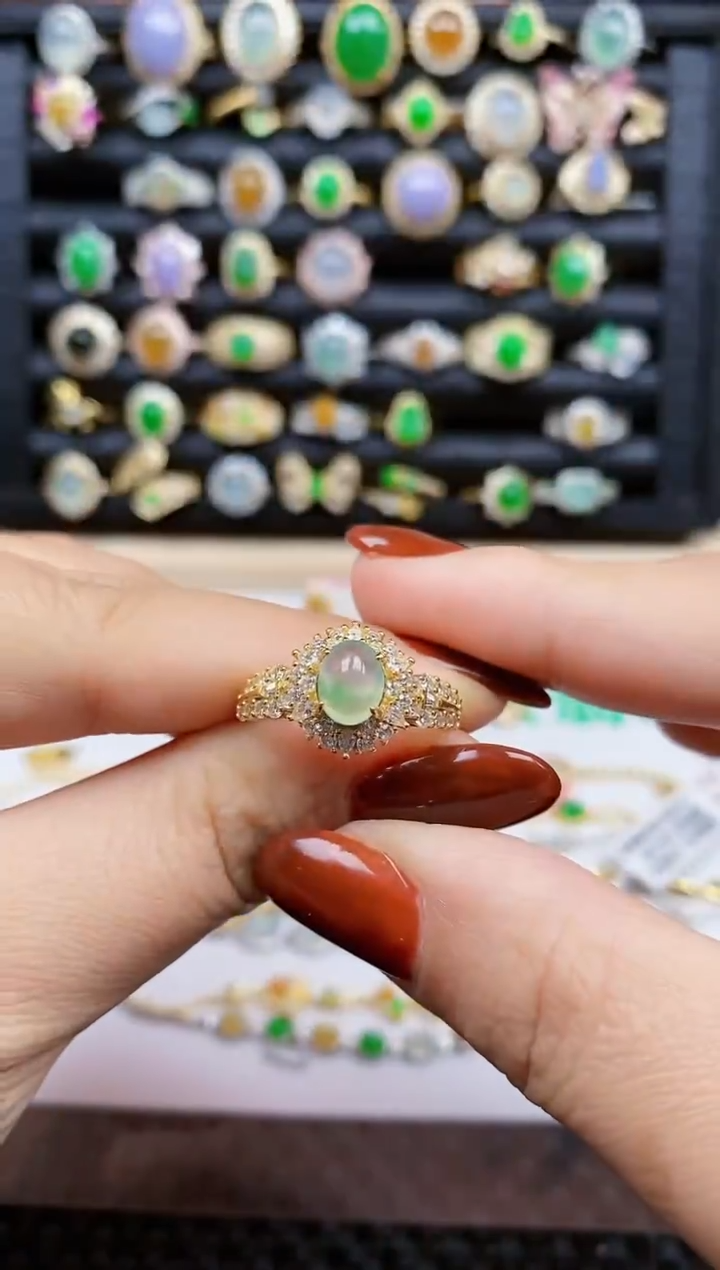 银S925镶嵌戒指翡翠287