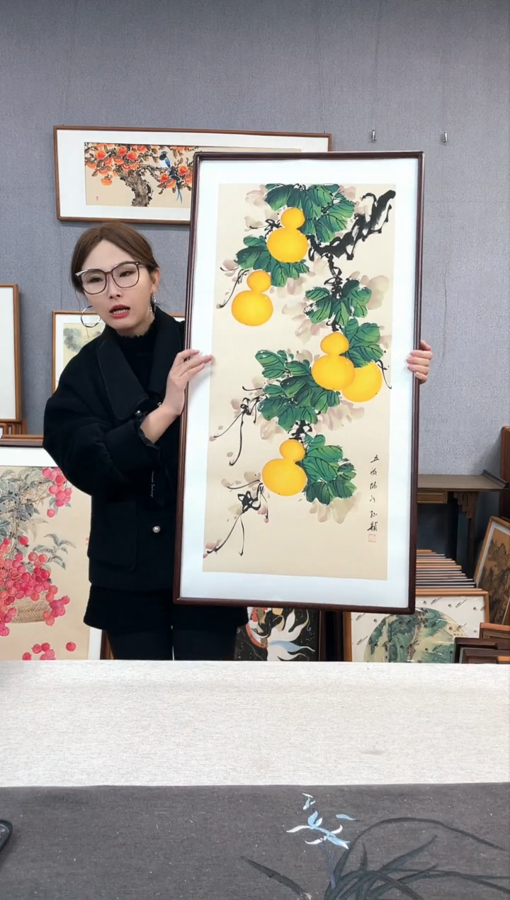 【闪购商品】国画孙颖-纯手绘带框作品-52*102-