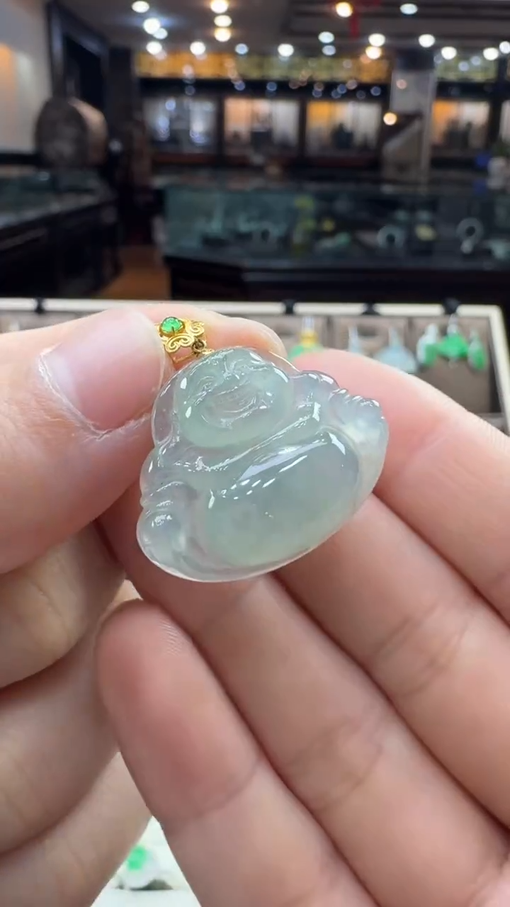 【闪购商品】翡翠颈饰18K金镶嵌佛公