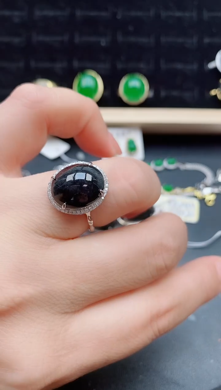 【闪购商品】翡翠戒指银S925镶嵌12112