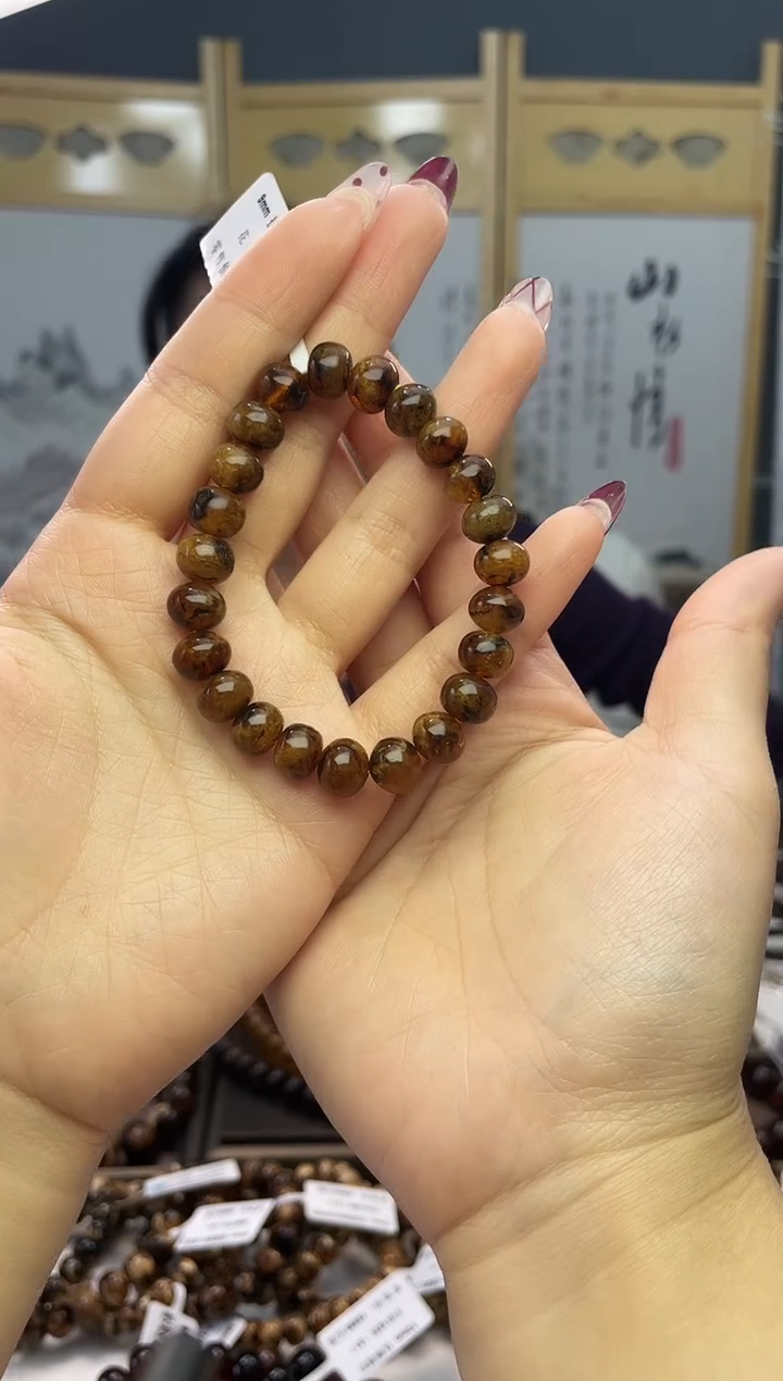 【闪购商品】琥珀裸石未镶嵌抚顺琥珀9+蜜蜡单圈