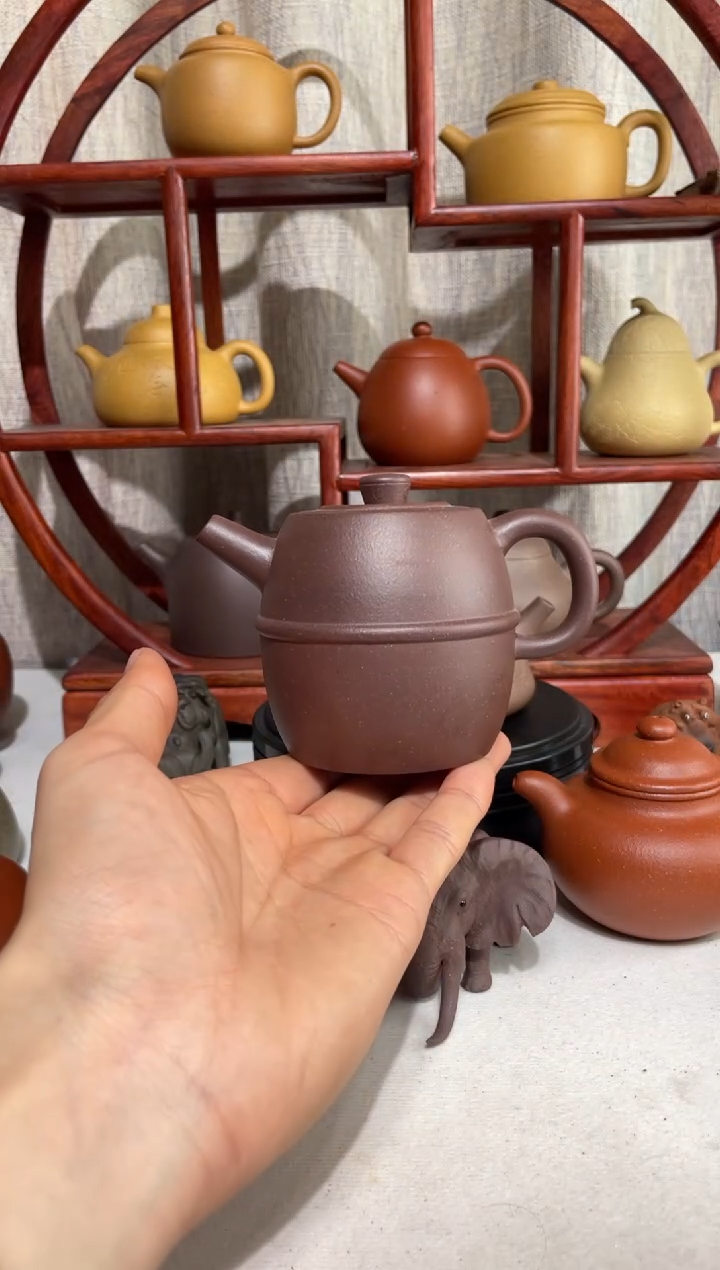 【闪购商品】紫砂茶壶微微封釉台西底槽青手工泥束腰井栏