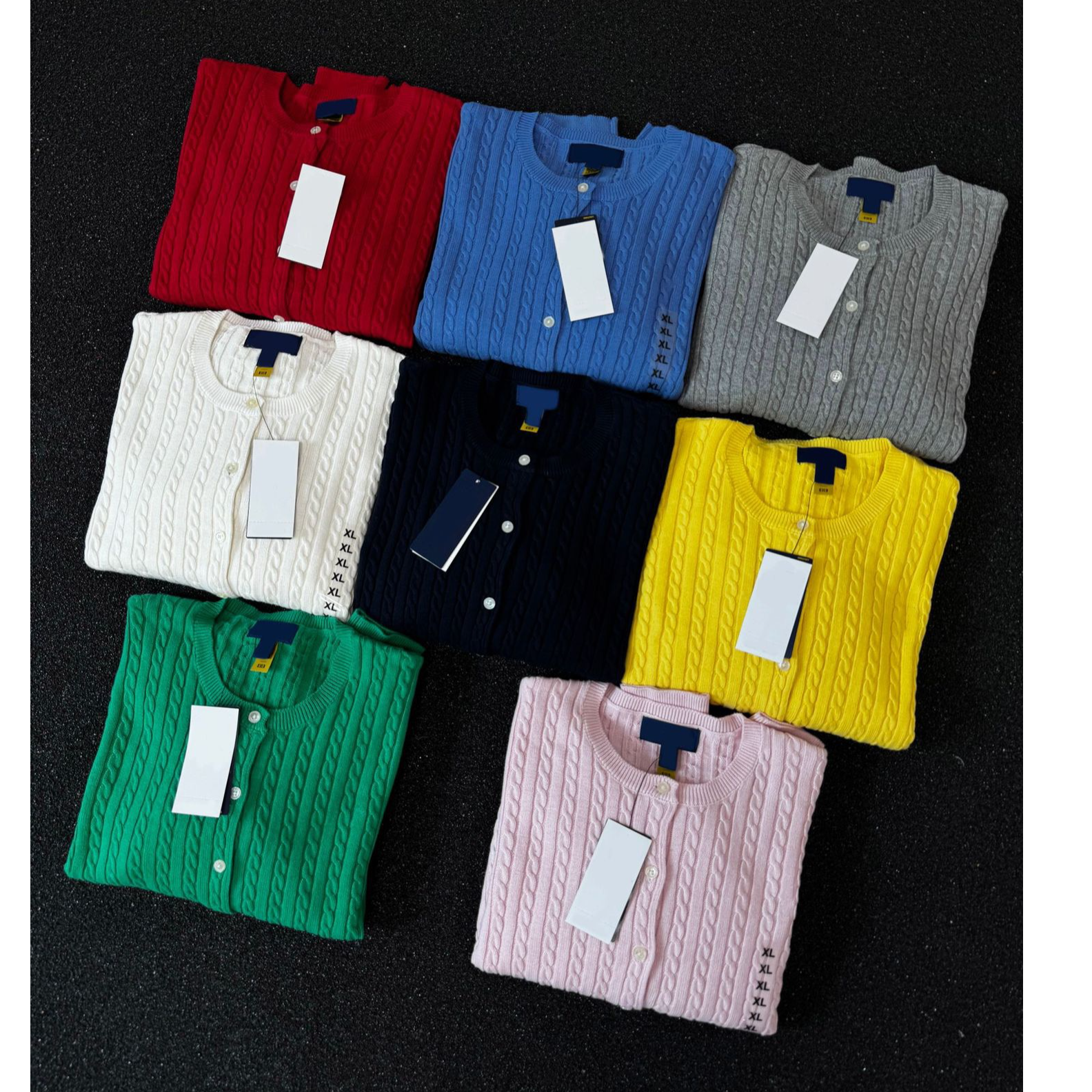 RL小马刺绣大童款小麻花开衫修身显瘦露思同款