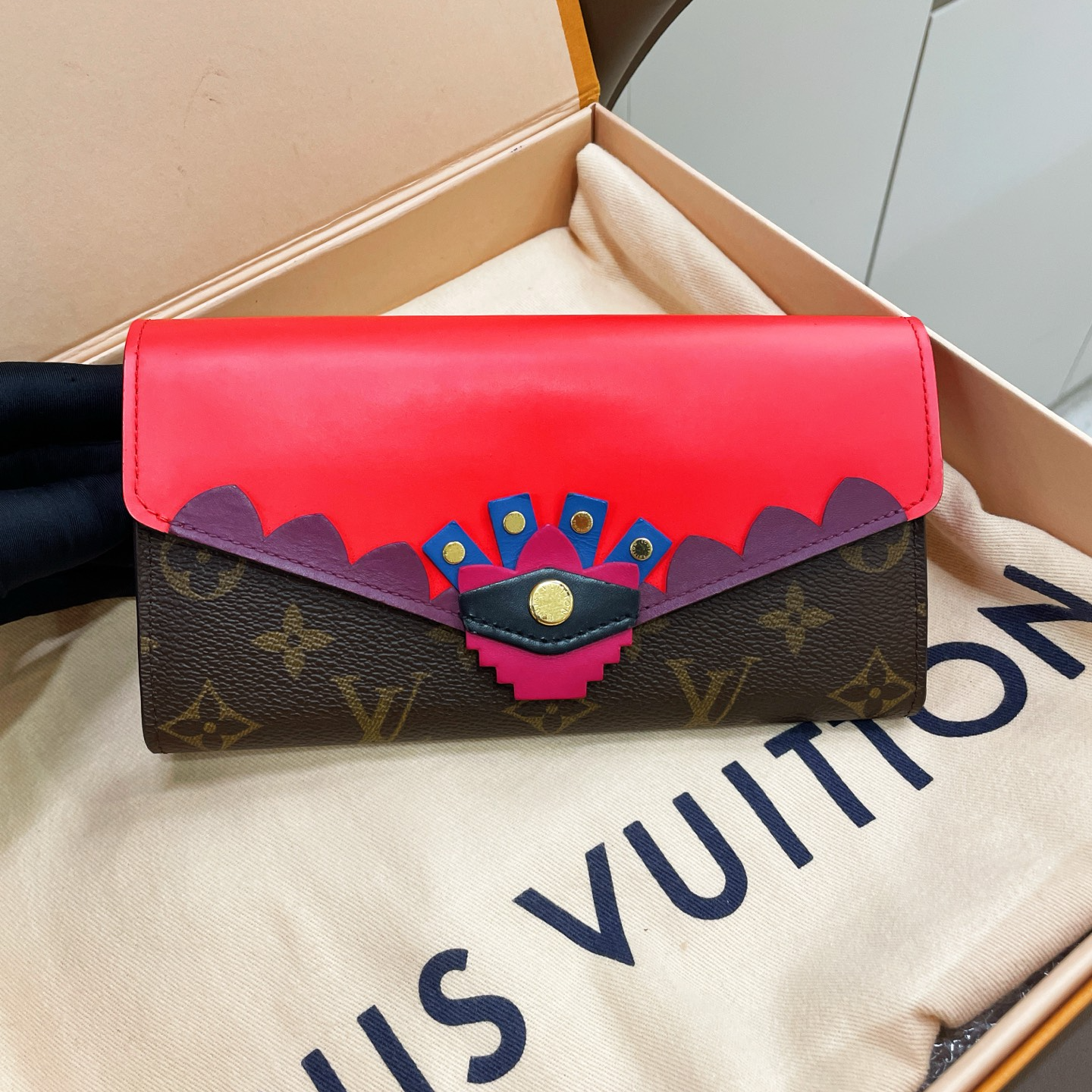 95新 LouisVuitton/路易威登 小怪兽老花钱包 