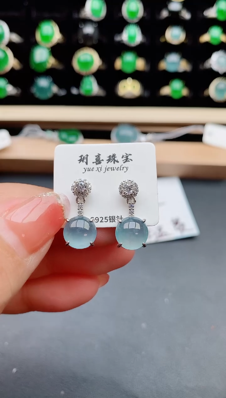 【闪购商品】翡翠耳饰银S925镶嵌858005