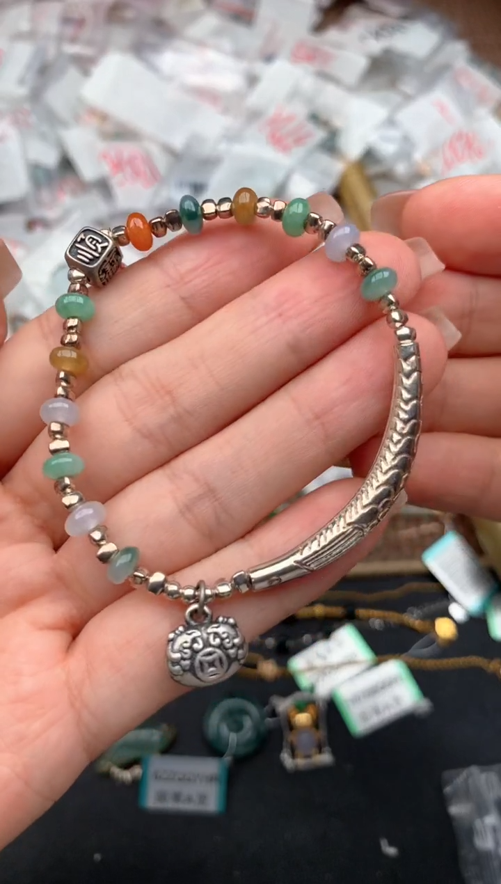 银S925镶嵌挂件翡翠一