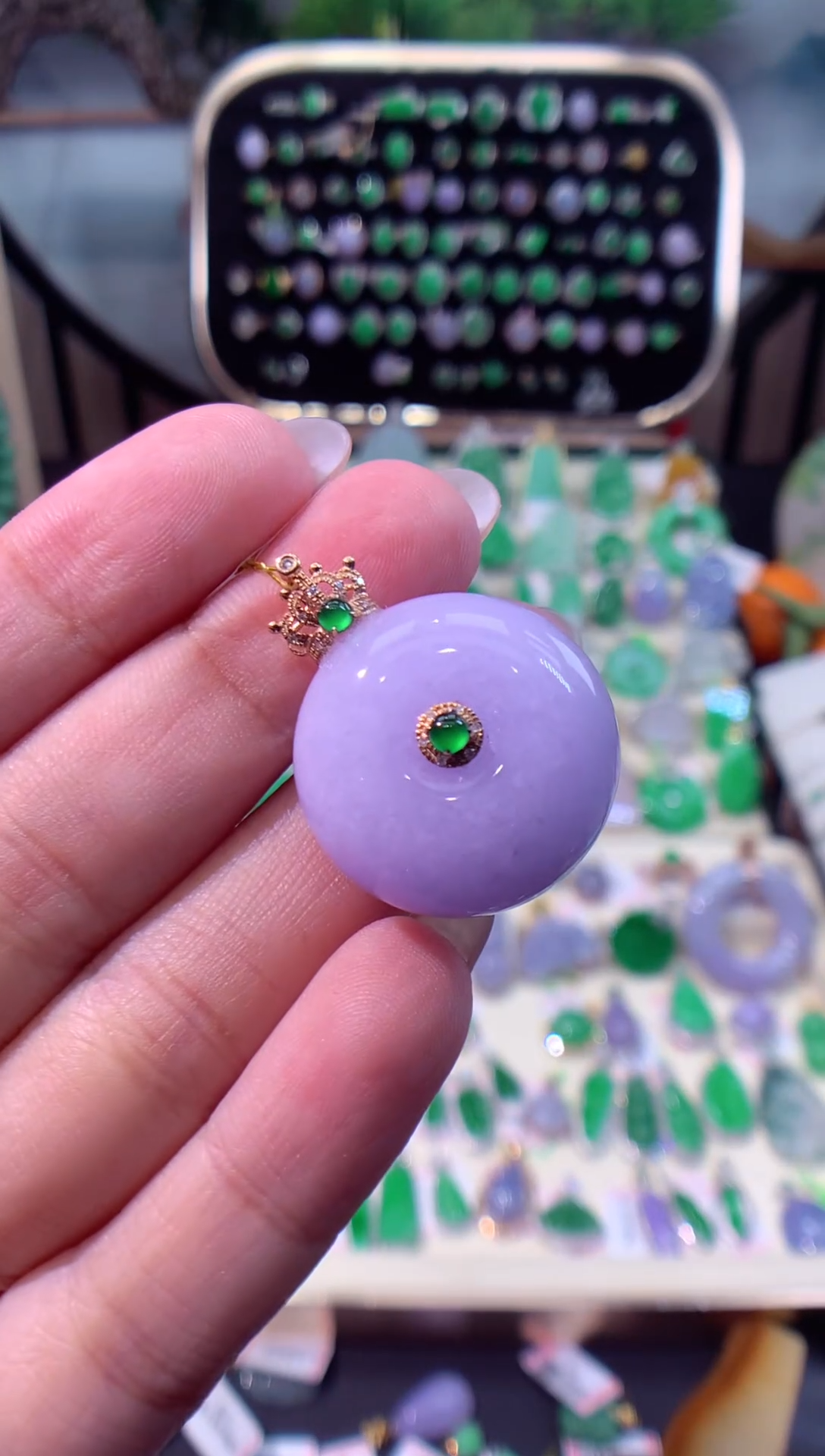 【闪购商品】翡翠颈饰18K金镶嵌缅甸天然A货翡翠