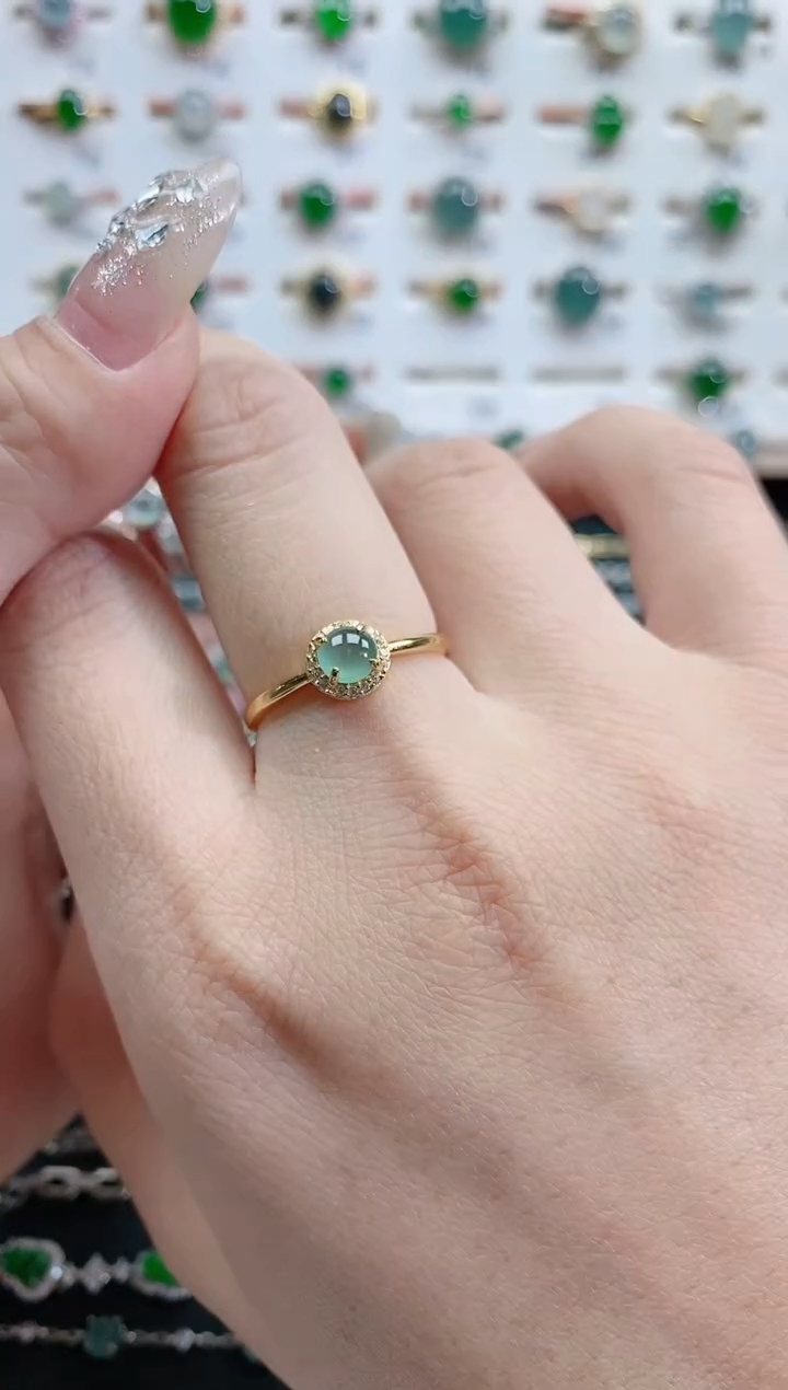 银S925镶嵌戒指翡翠天然翡翠