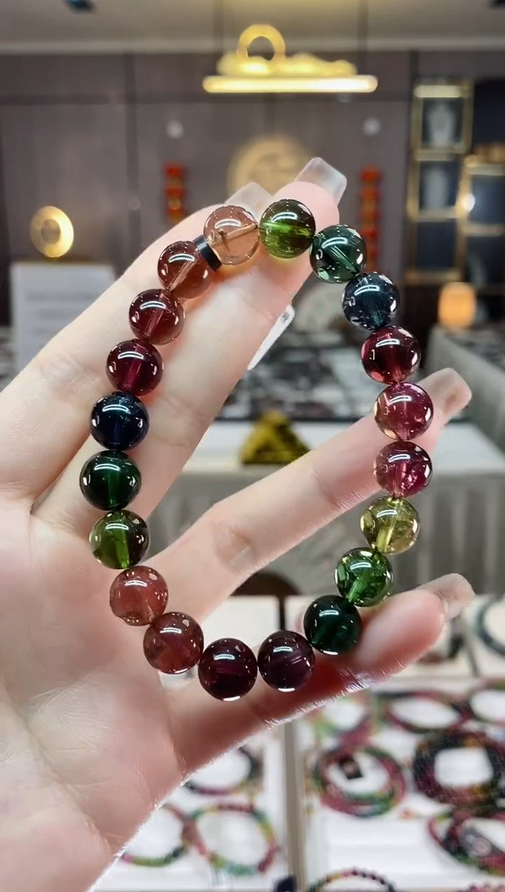 【闪购商品】碧玺收藏级单圈手串9mm+未镶嵌一物一证dan