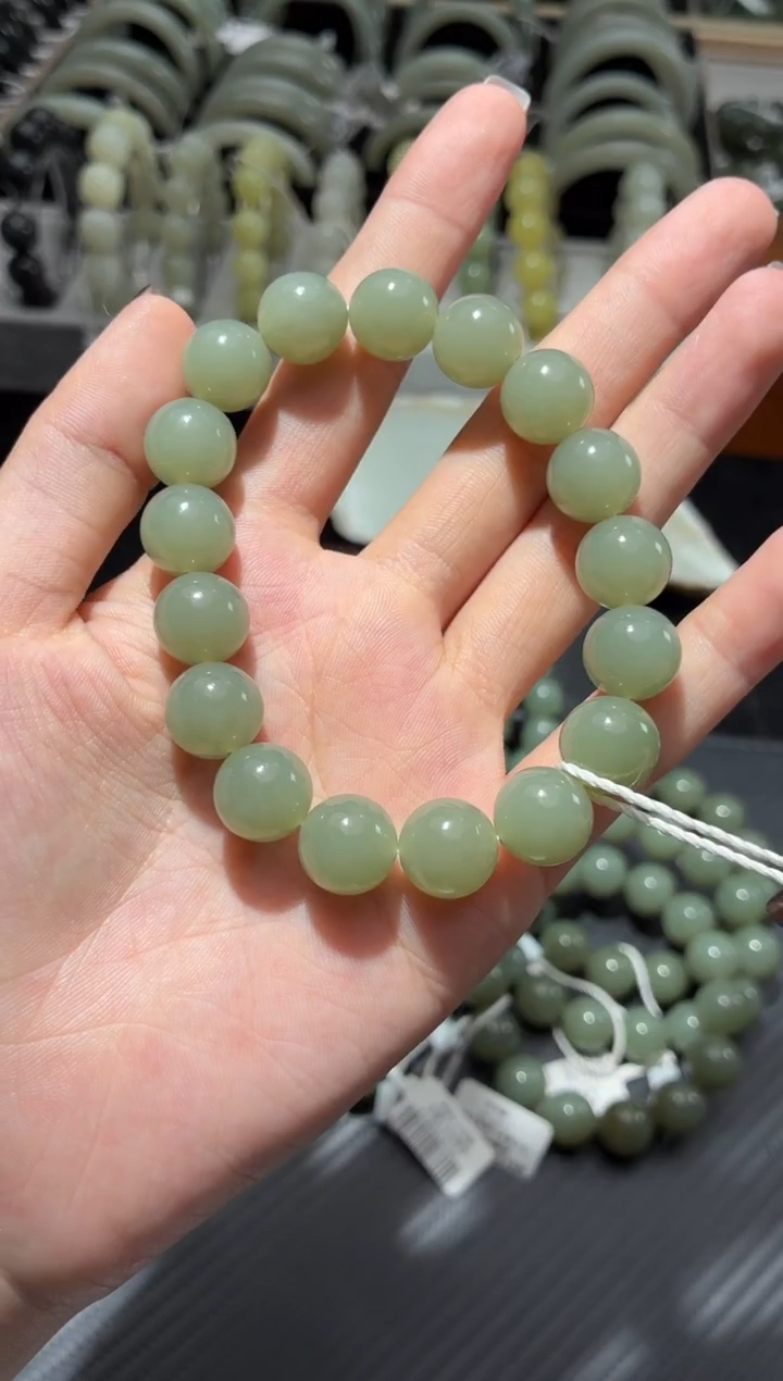 未镶嵌手串和田玉且末蓝微色差卡12手串