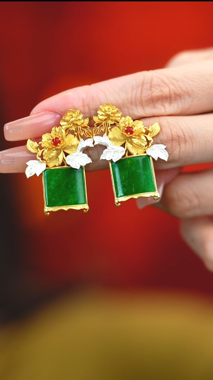 银S925镶嵌翡翠耳坠用****7新款*