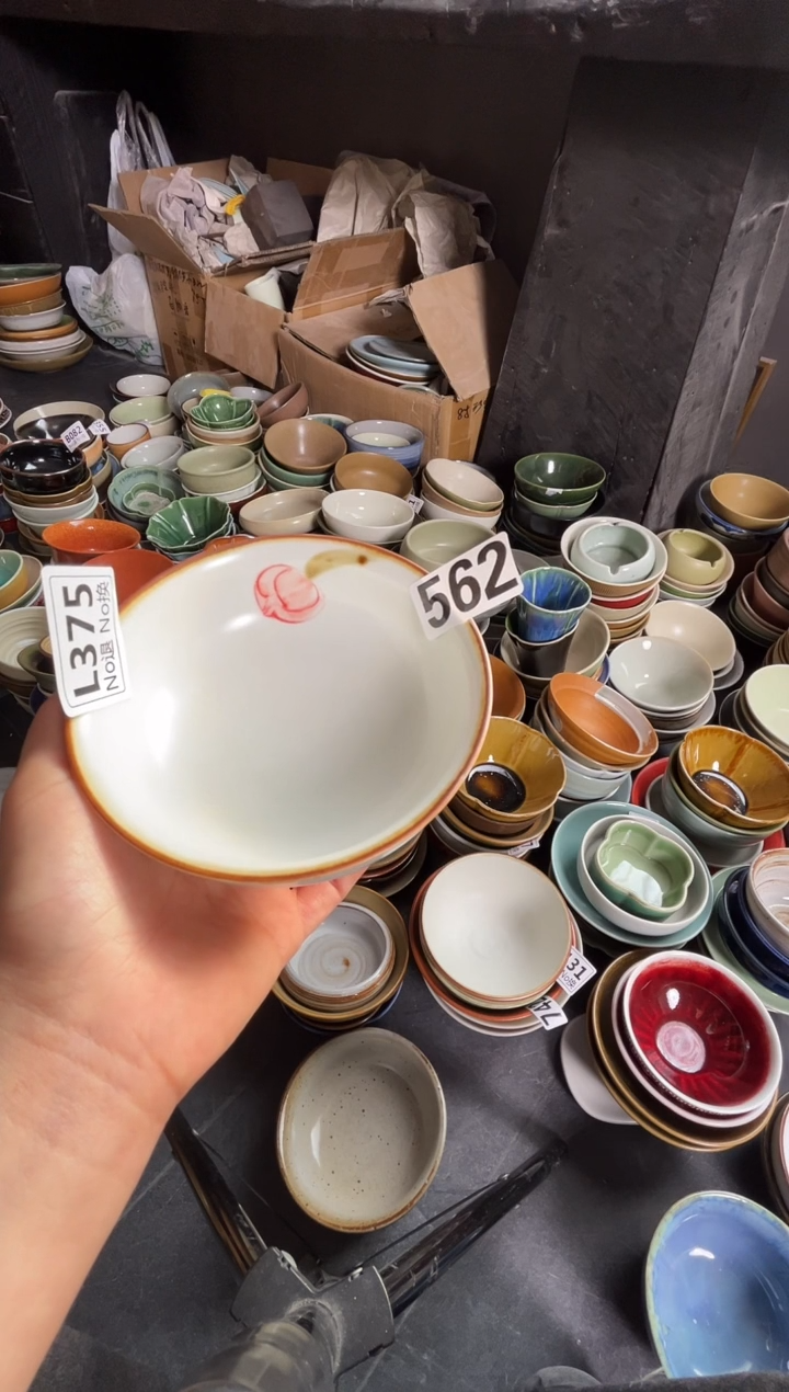 瓷片小***?562手绘荷花小碗