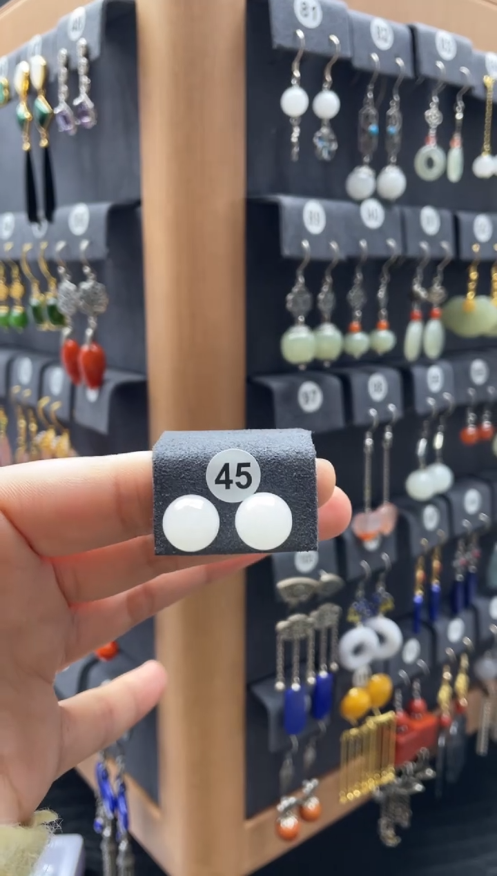 【闪购商品】和田玉耳饰银S925镶嵌0045