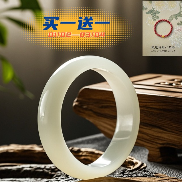 【宠粉专属】新疆料天然和田玉晴水蜂蜜水正圈手镯13 - 14mm
