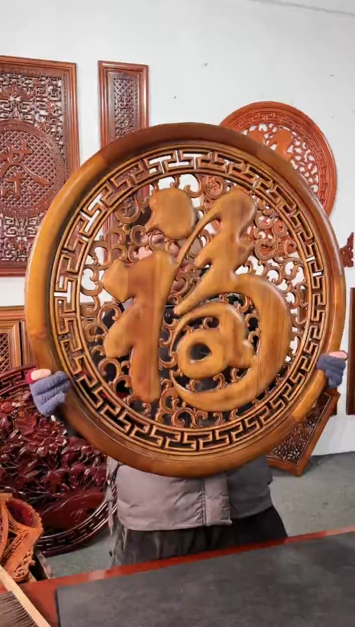 【闪购商品】香樟木木雕80公分  康熙福 库存处理