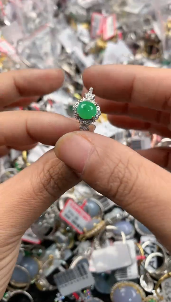 银S925镶嵌戒指翡翠9999----1