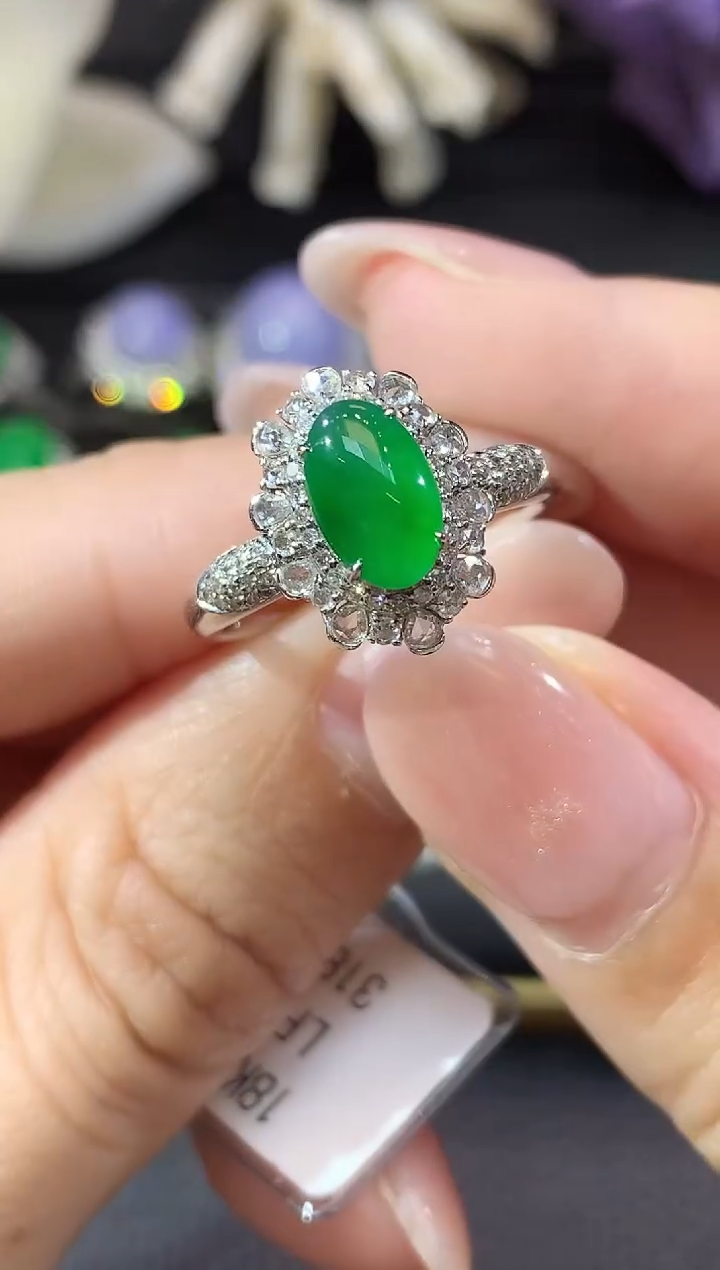 18K金镶嵌戒指翡翠A78