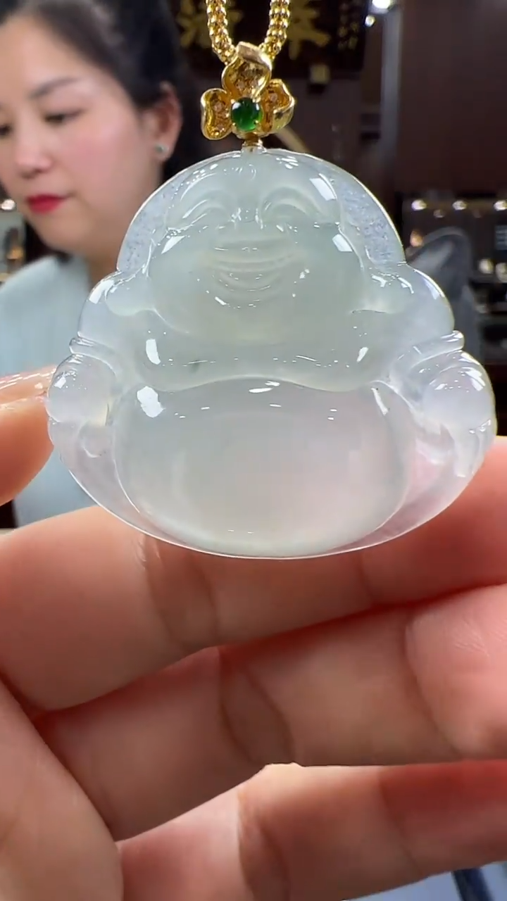 【闪购商品】翡翠挂件18K金镶嵌佛公不含链