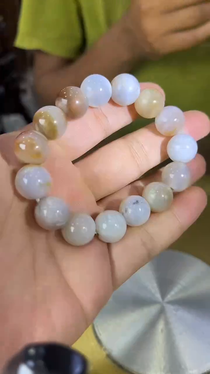未镶嵌珠宝奇石硅化玉缅甸天然树化玉手串